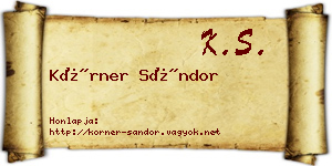 Körner Sándor névjegykártya