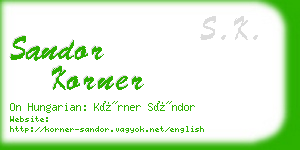 sandor korner business card